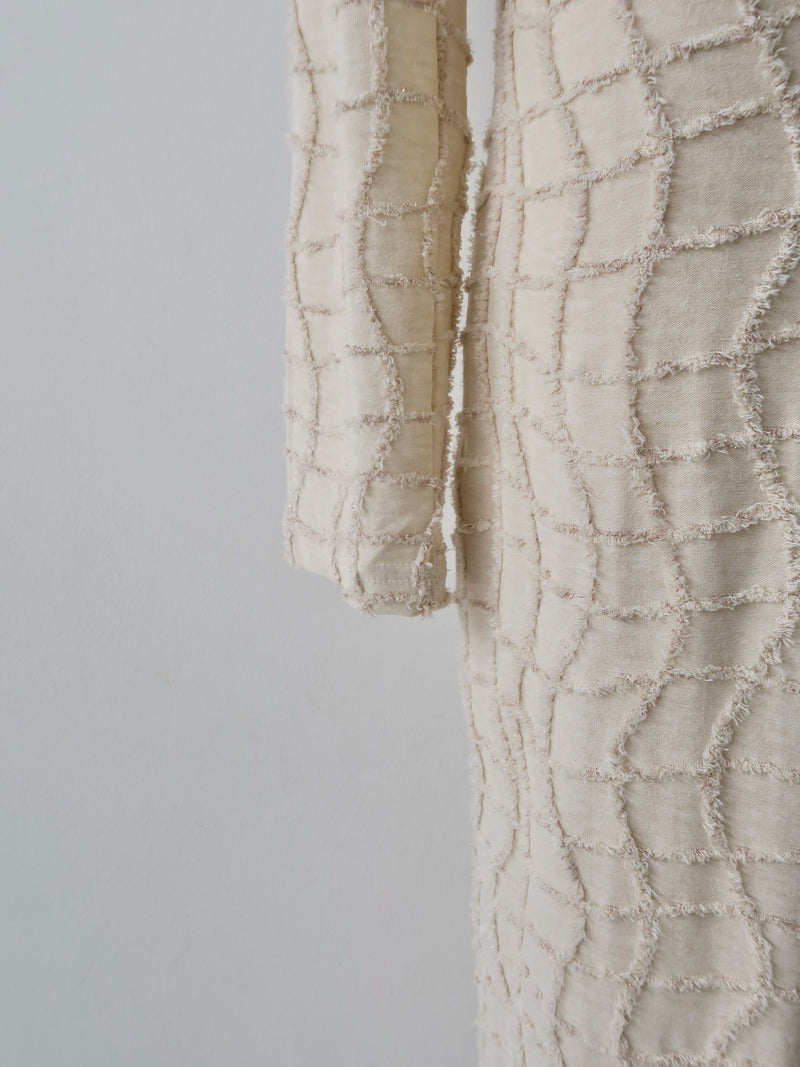 wavy tile pattern long sleeve dress