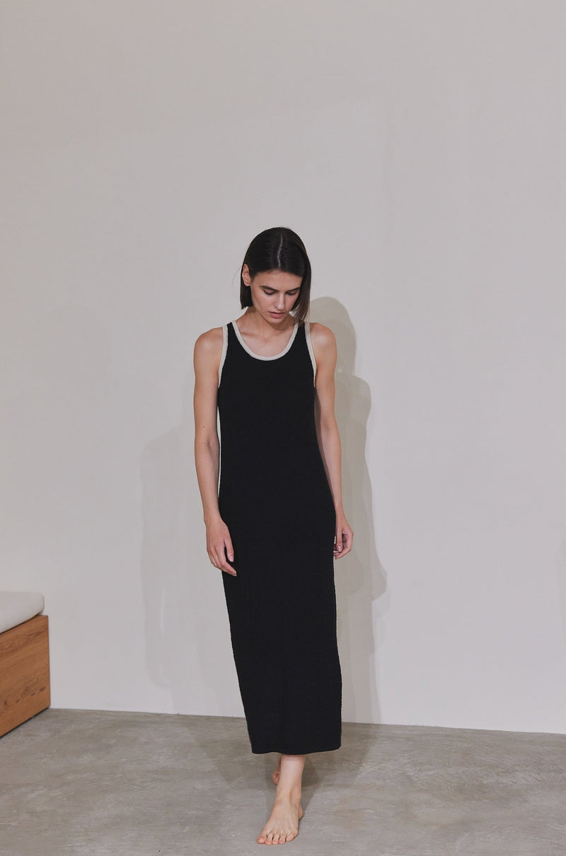 bicolor long knit dress