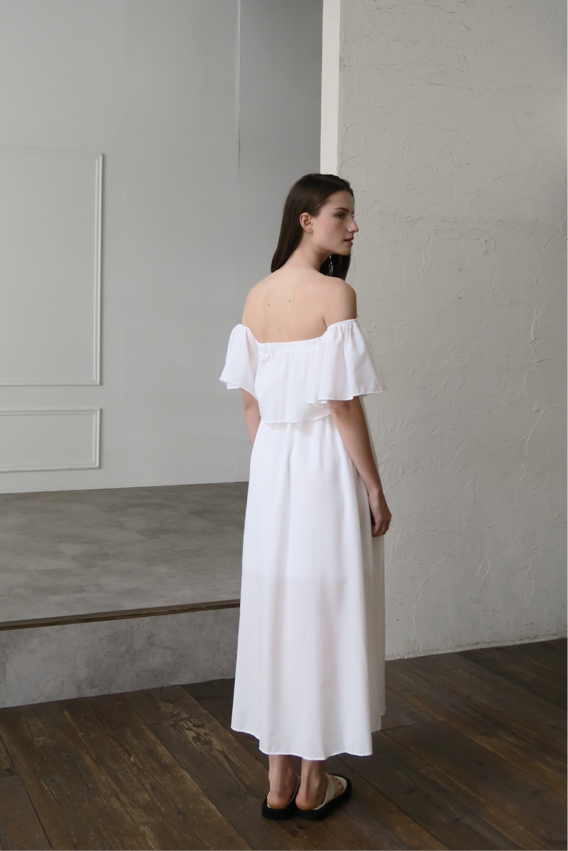 flare top off shoulder dress
