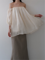 off shoulder chiffon blouse