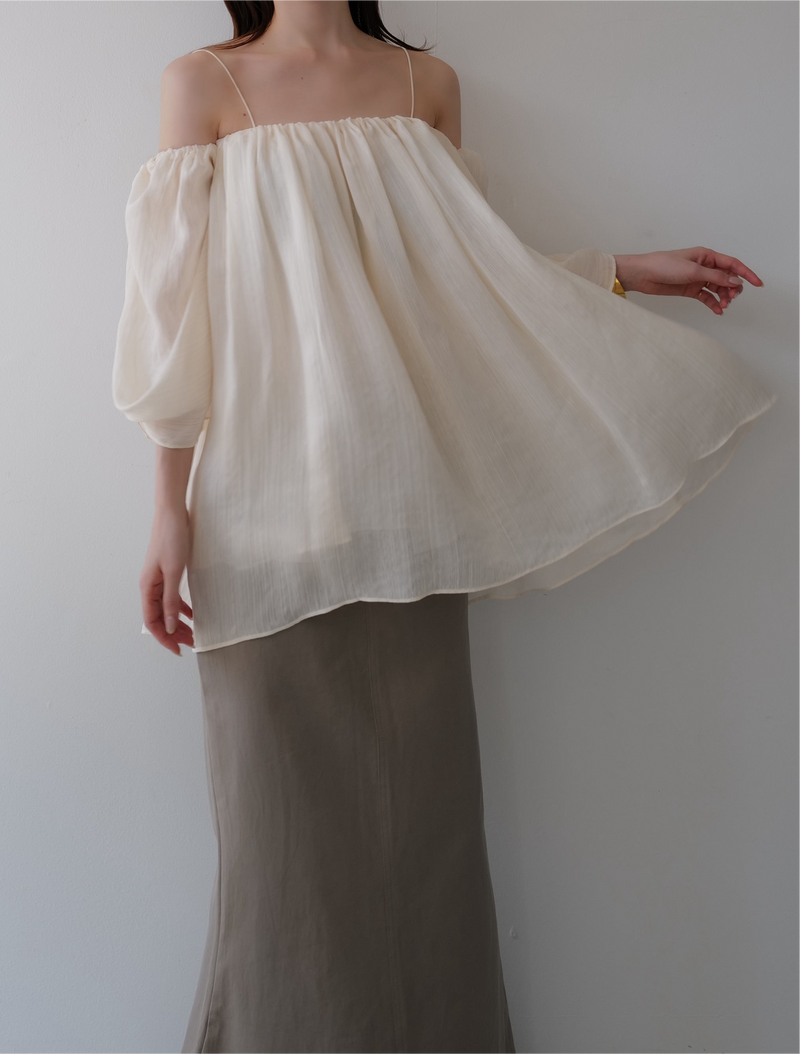 off shoulder chiffon blouse