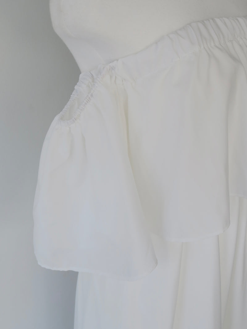 flare top off shoulder dress