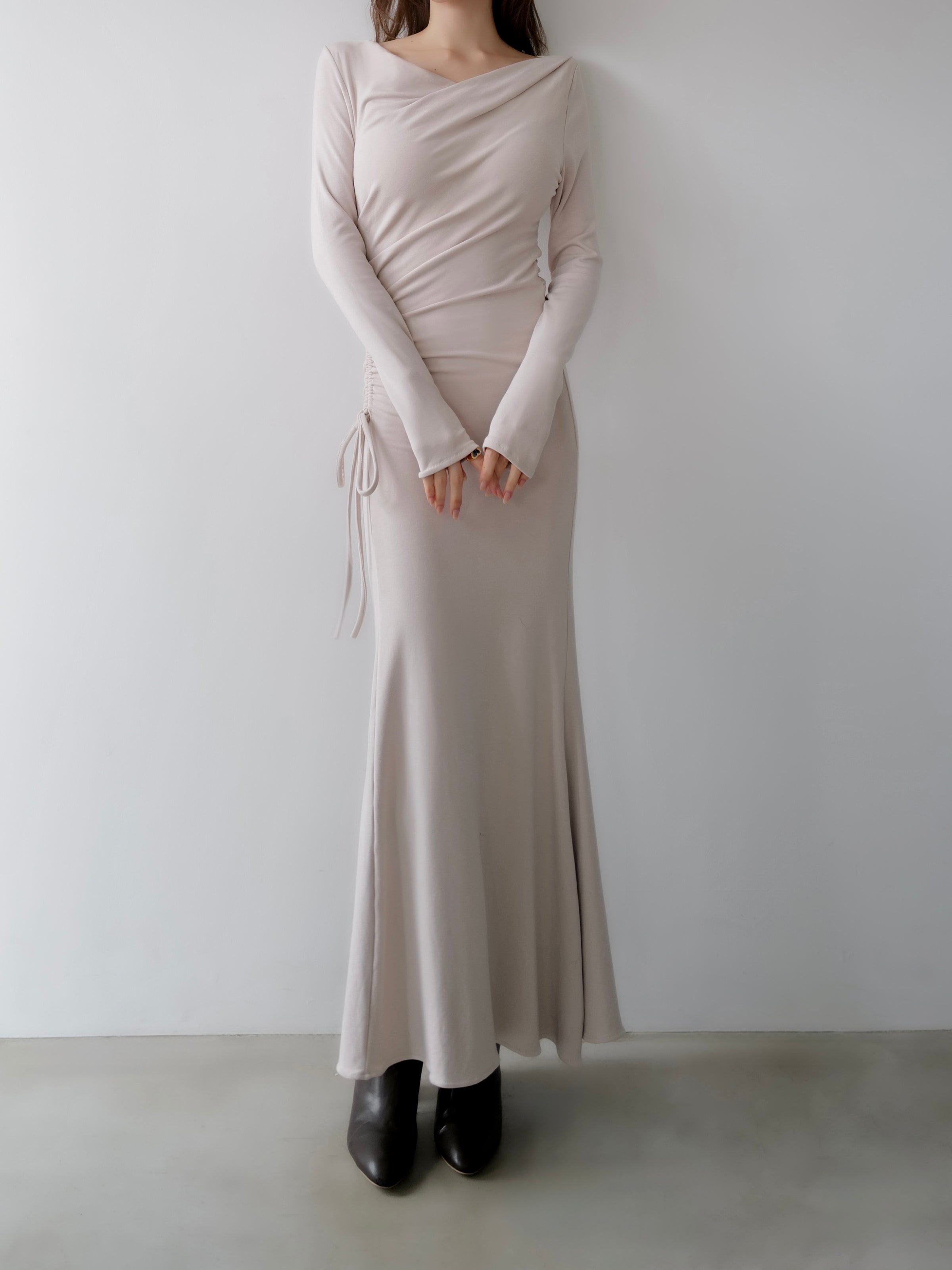 luxe shirring asymmetric dress