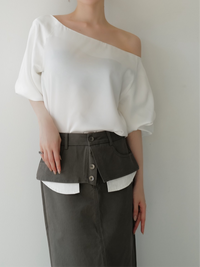 balloon sleeve satin blouse