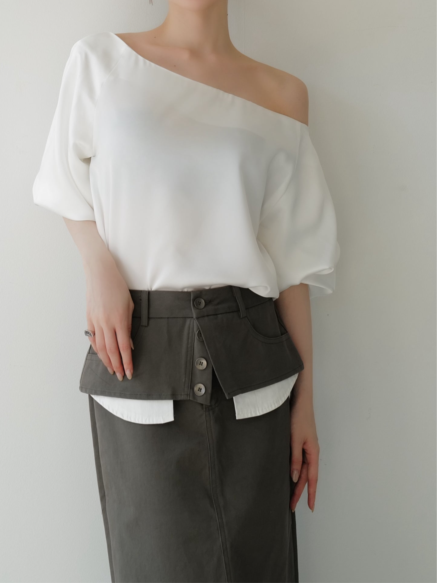 balloon sleeve satin blouse