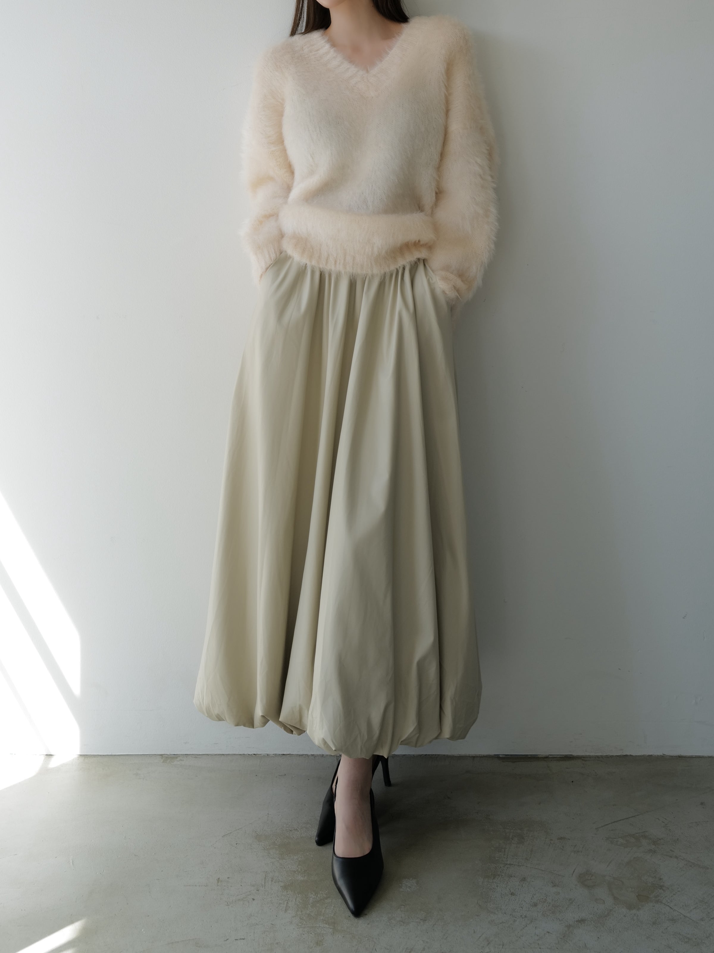 fuzzy v neck sweater