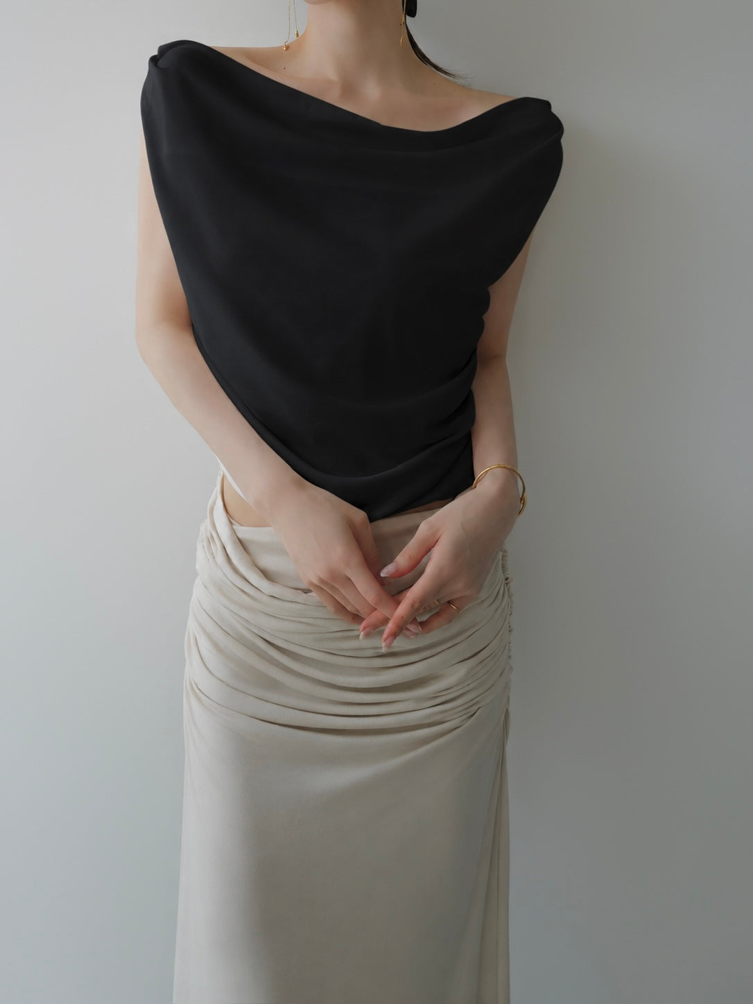 fluid drape neck top