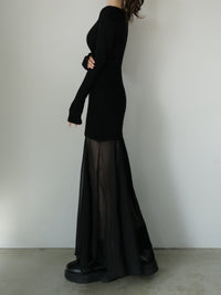 sheer layered maxi dress