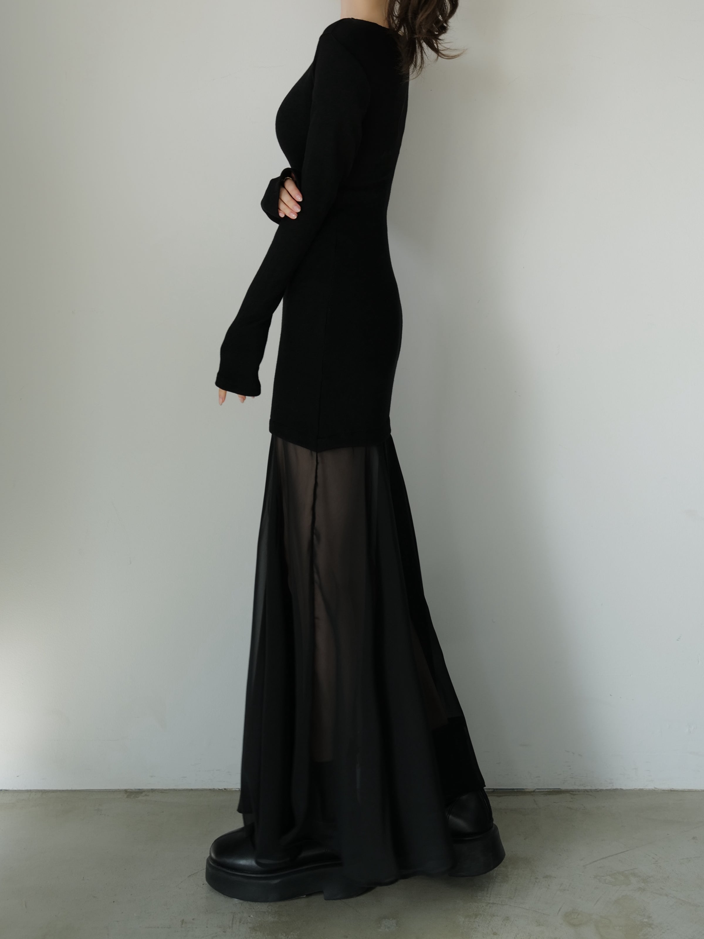 sheer layered maxi dress