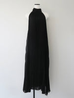 pleated halter maxi dress