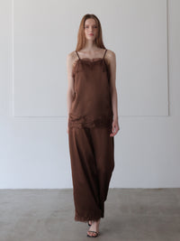 lace layered satin pant
