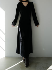 velour tie flare dress