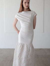 off-shoulder jacquard maxi dress