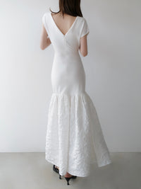 off-shoulder jacquard maxi dress
