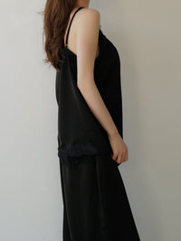 lace layered satin cami blouse