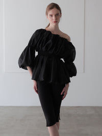 shirring off-shoulder blouse