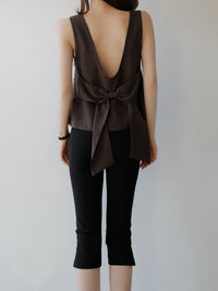 back ribbon linen blouse