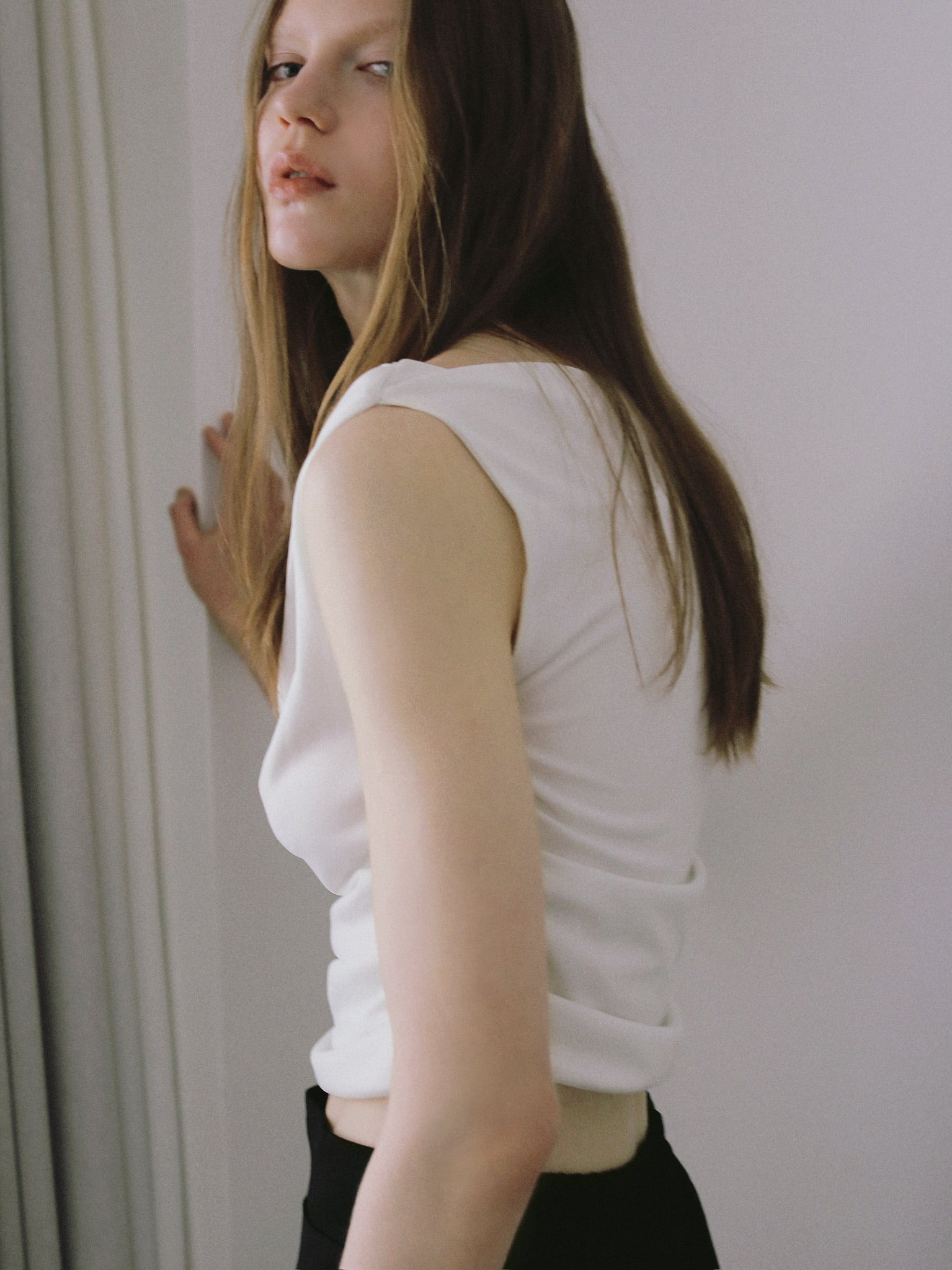 fluid drape neck top