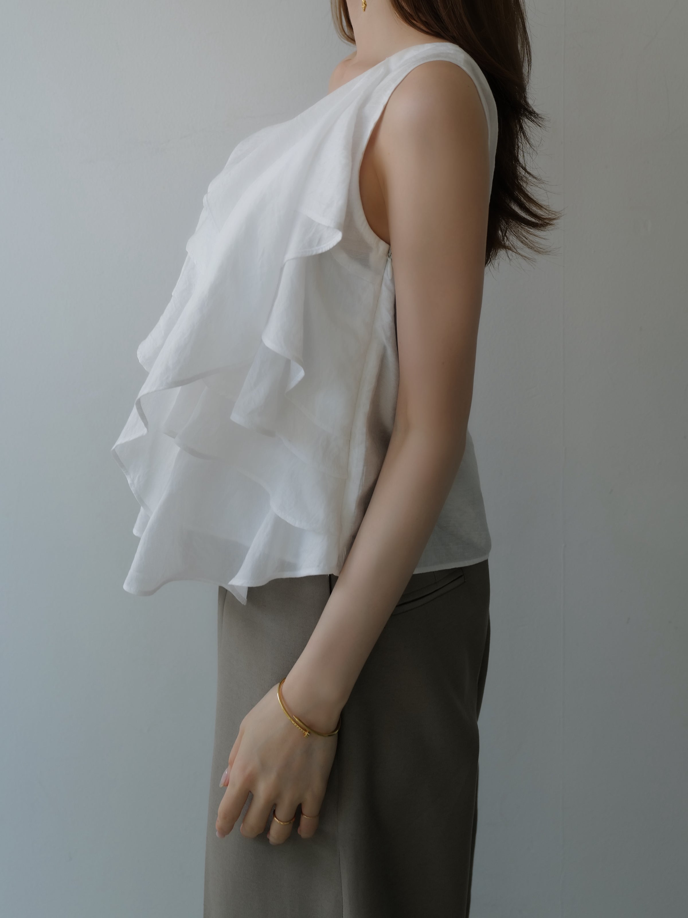 asymmetric ruffle top
