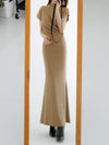 mock neck drape dress