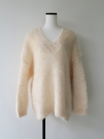 fuzzy v neck sweater