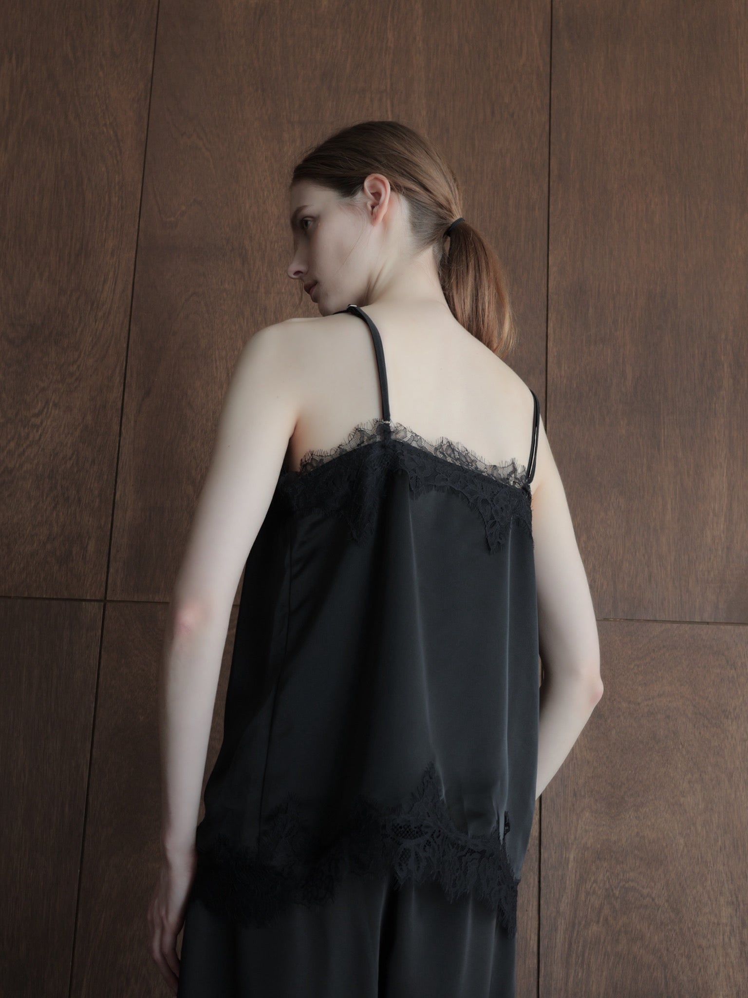 lace layered satin cami blouse