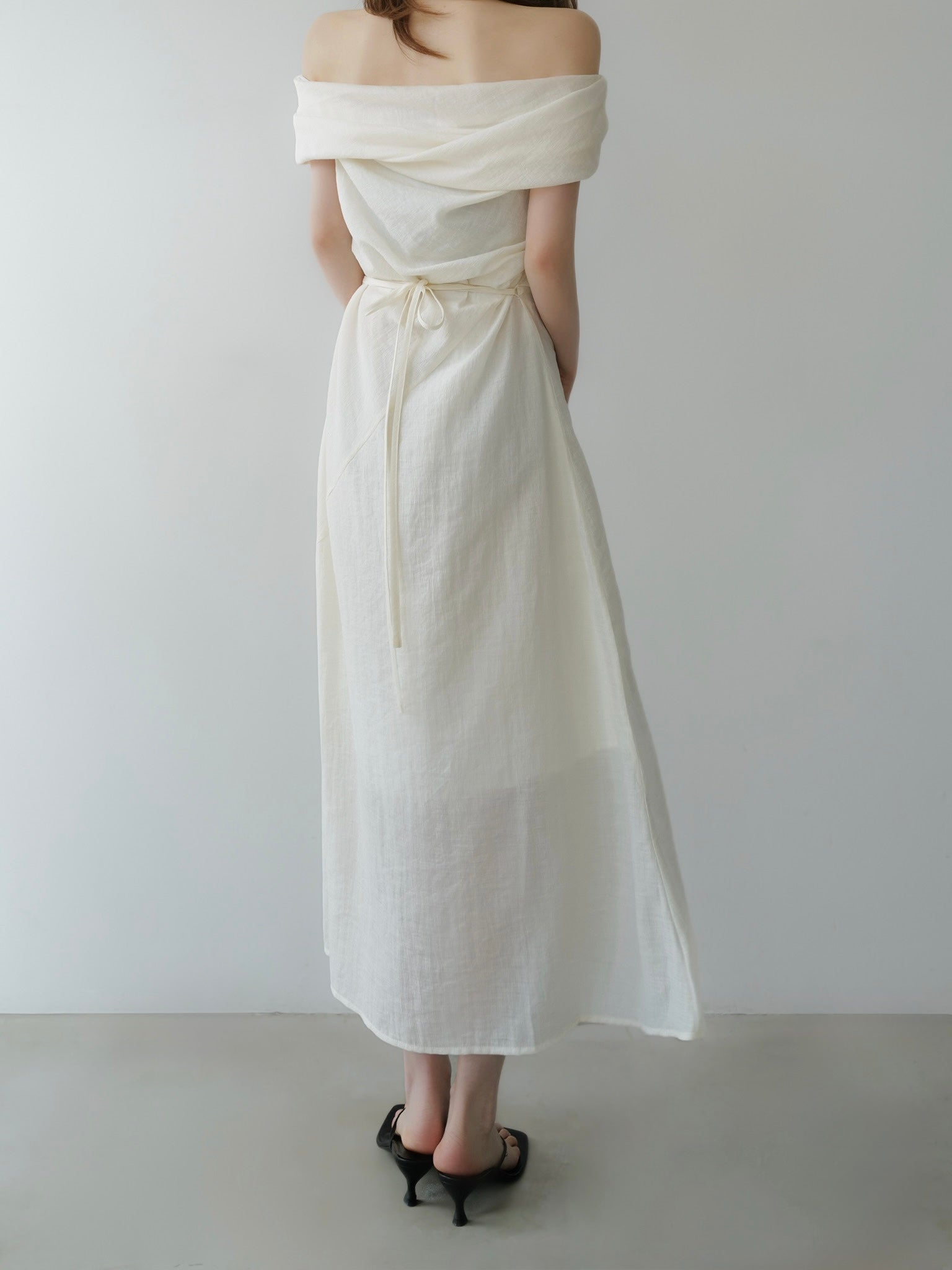 tencel drape off-shoulder dress
