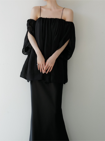 off shoulder chiffon blouse – célon