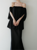 off shoulder chiffon blouse