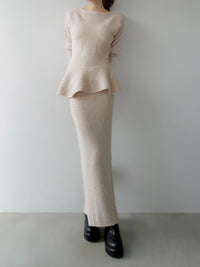 summer sale / textured peplum knit set