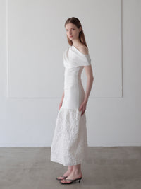 off-shoulder jacquard maxi dress