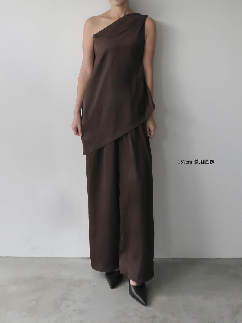 one shoulder satin set up