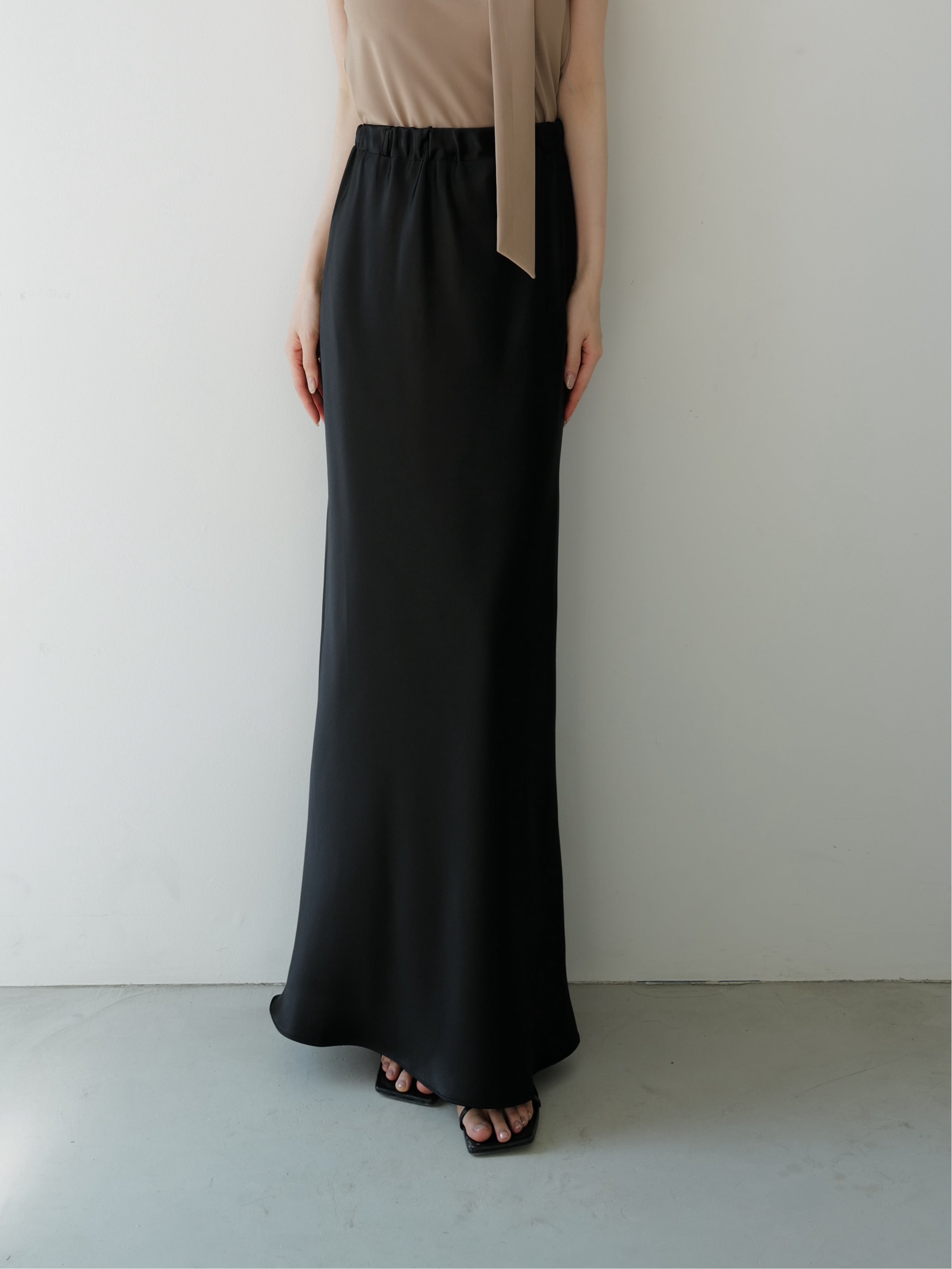 silky satin long skirt