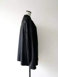 collarless leather jacket