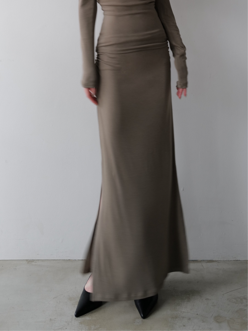 ruched waist long skirt