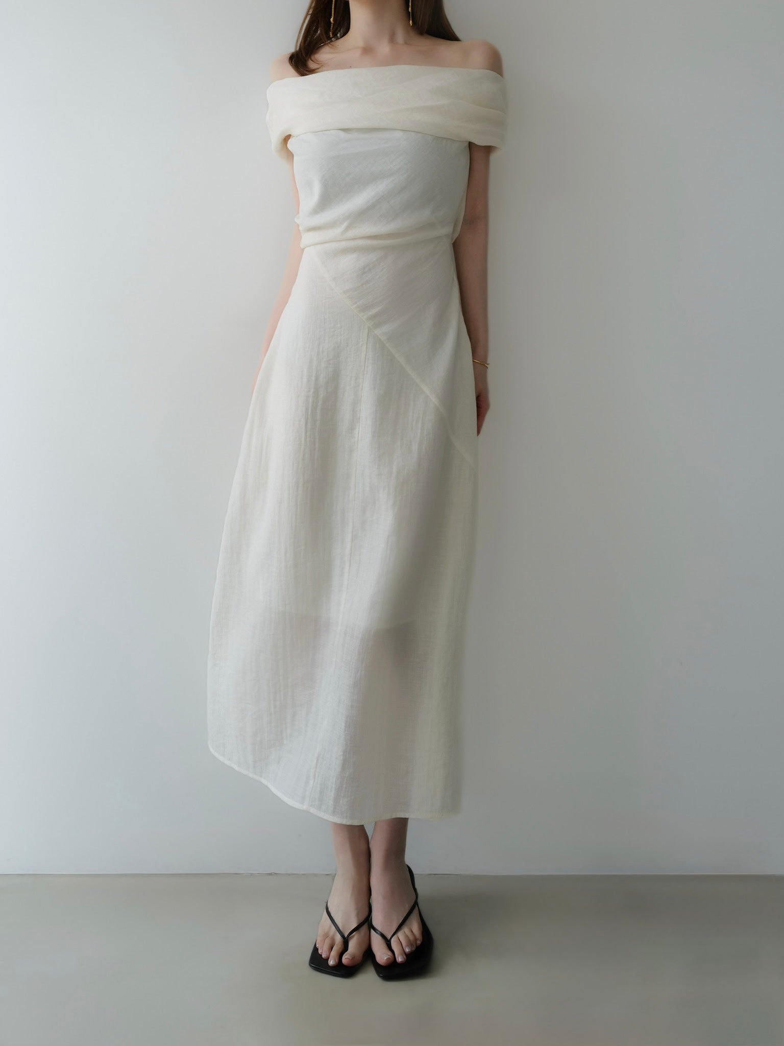 tencel drape off-shoulder dress