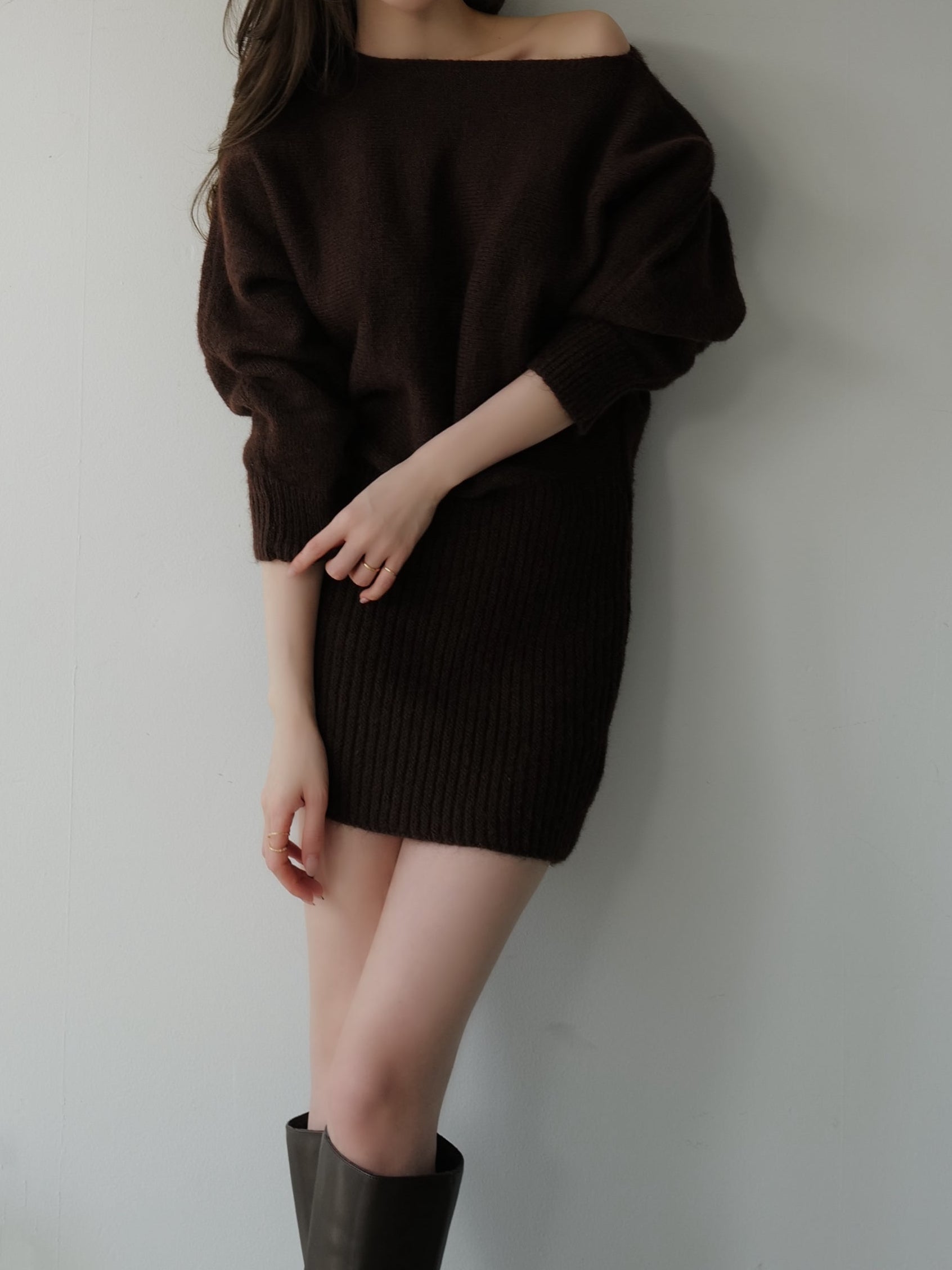 one shoulder knit mini dress