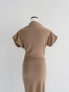 mock neck drape dress