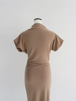 mock neck drape dress