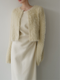 mink-like fur cardigan