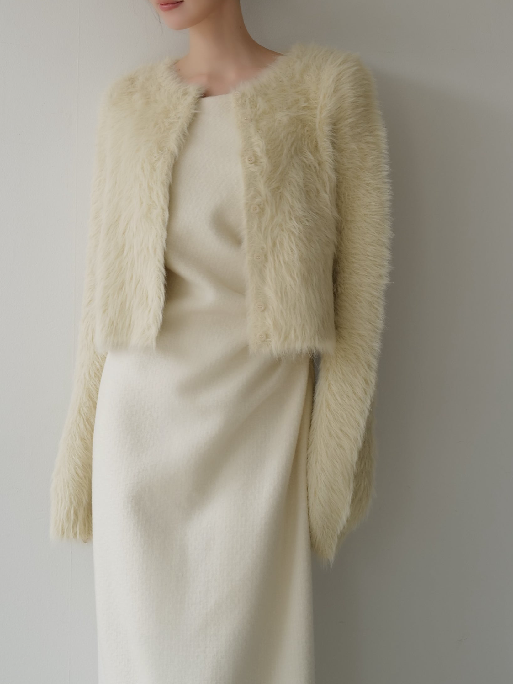 mink-like fur cardigan