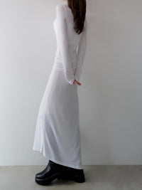 silky fitted off shoulder long dress