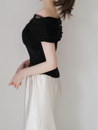 soft sheer cross shoulder blouse