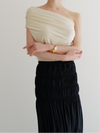 one shoulder ruched tank