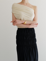 one shoulder ruched tank