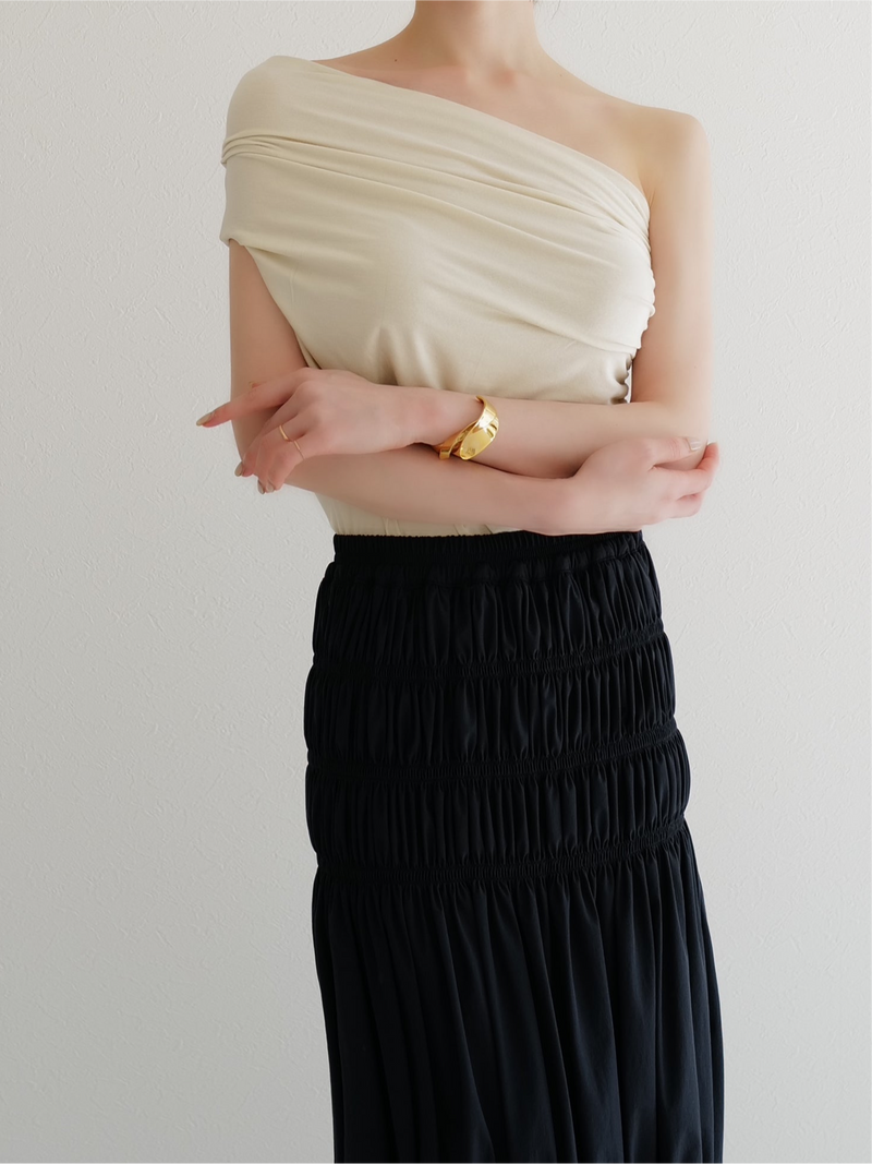 one shoulder ruched tank