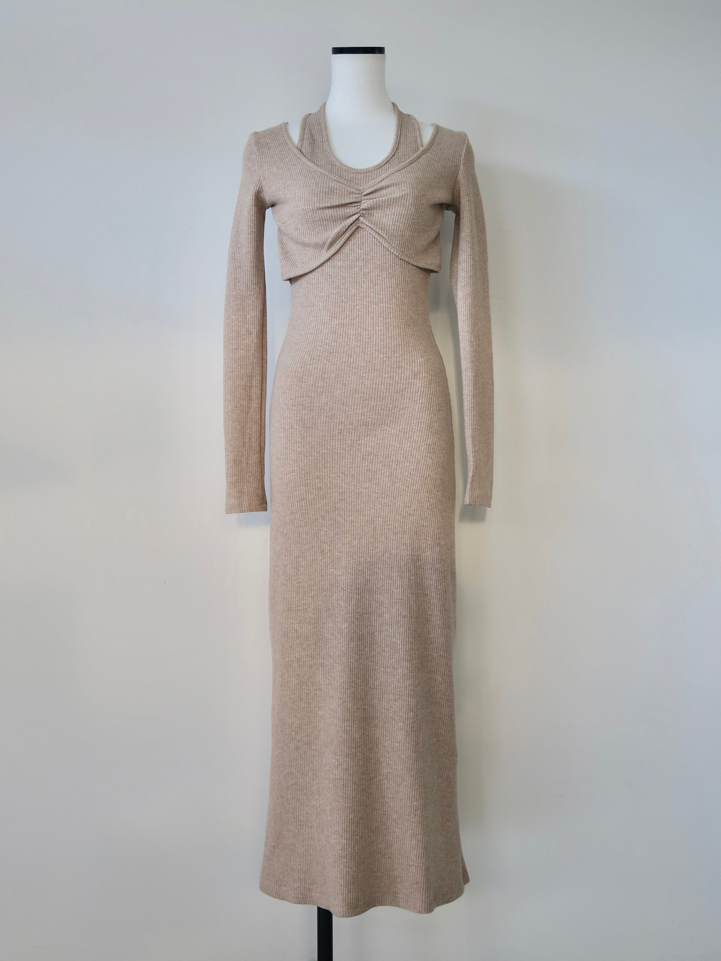 front cross rib knit dress