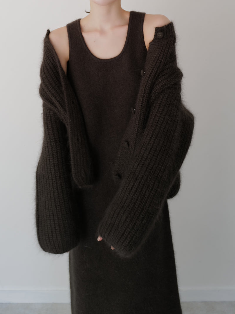 angora balloon knit cardigan