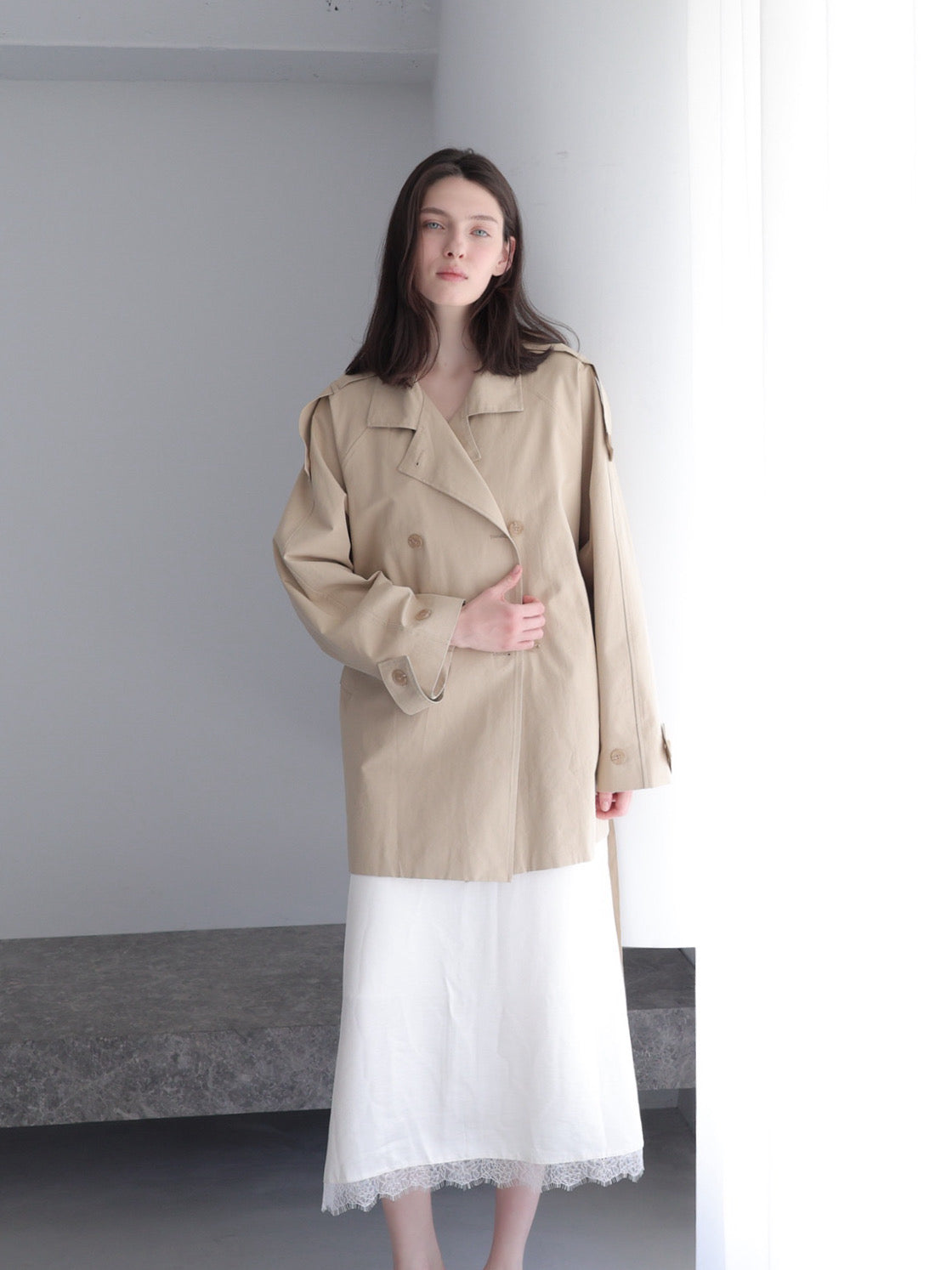modern short trench coat