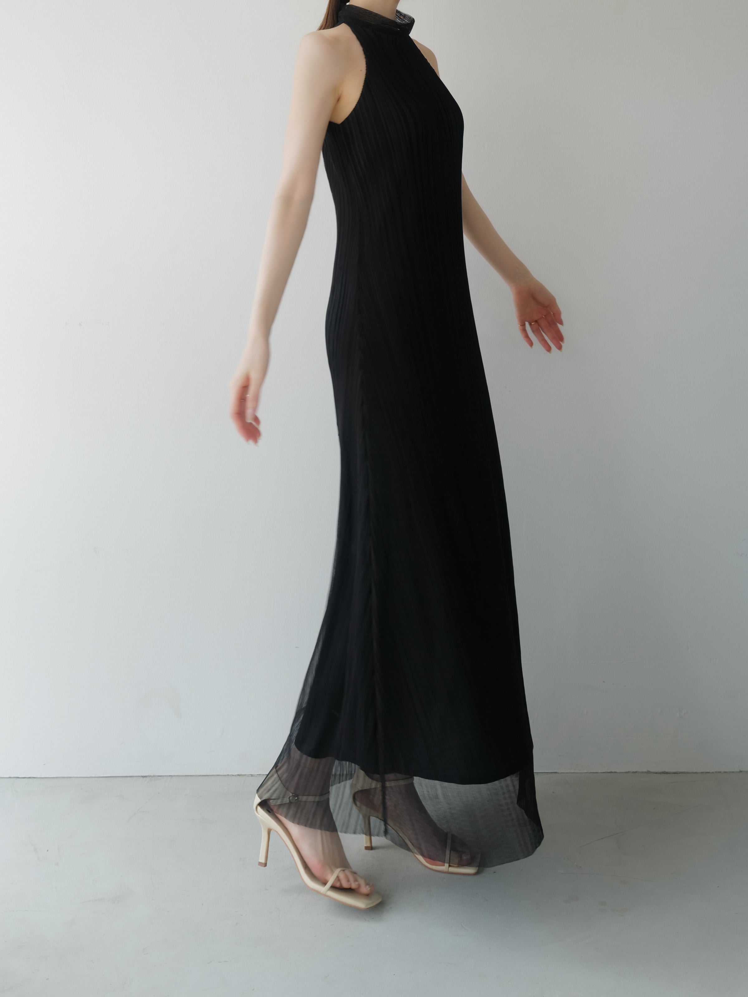 tulle pleats halter dress